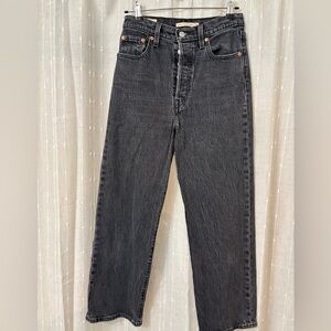Levi’s Ribcage Straight Ankle Jeans 26 Black High Rise